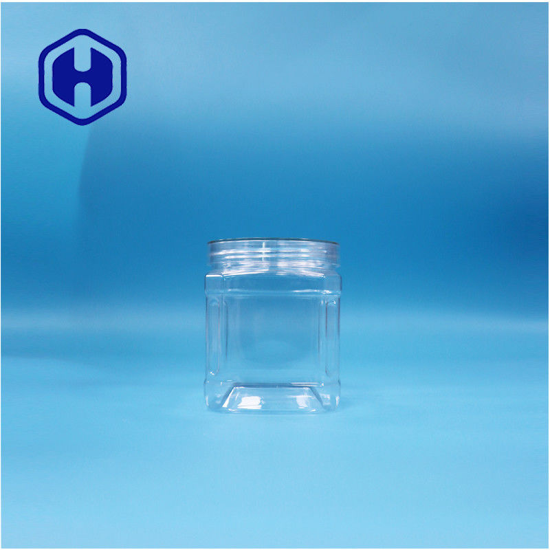 Durchsichtige Quadrat-PET-Plastik-Lebensmittel Nüsse Zucker Süßigkeiten Kaugummi Kekse Hafer Twist Jar