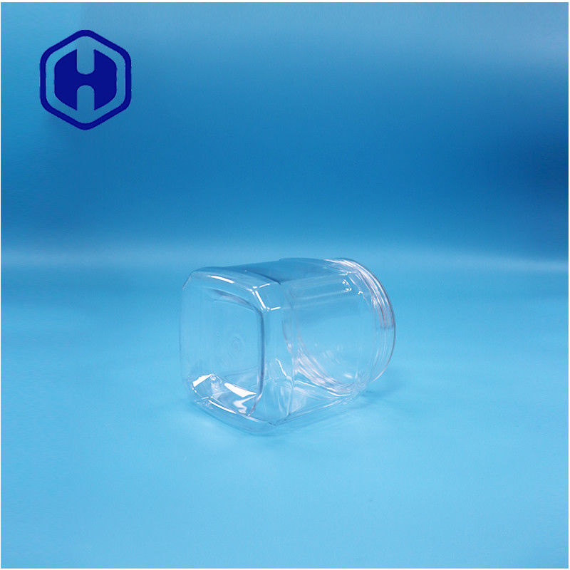 Durchsichtige Quadrat-PET-Plastik-Lebensmittel Nüsse Zucker Süßigkeiten Kaugummi Kekse Hafer Twist Jar