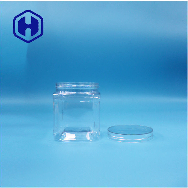 Durchsichtige Quadrat-PET-Plastik-Lebensmittel Nüsse Zucker Süßigkeiten Kaugummi Kekse Hafer Twist Jar