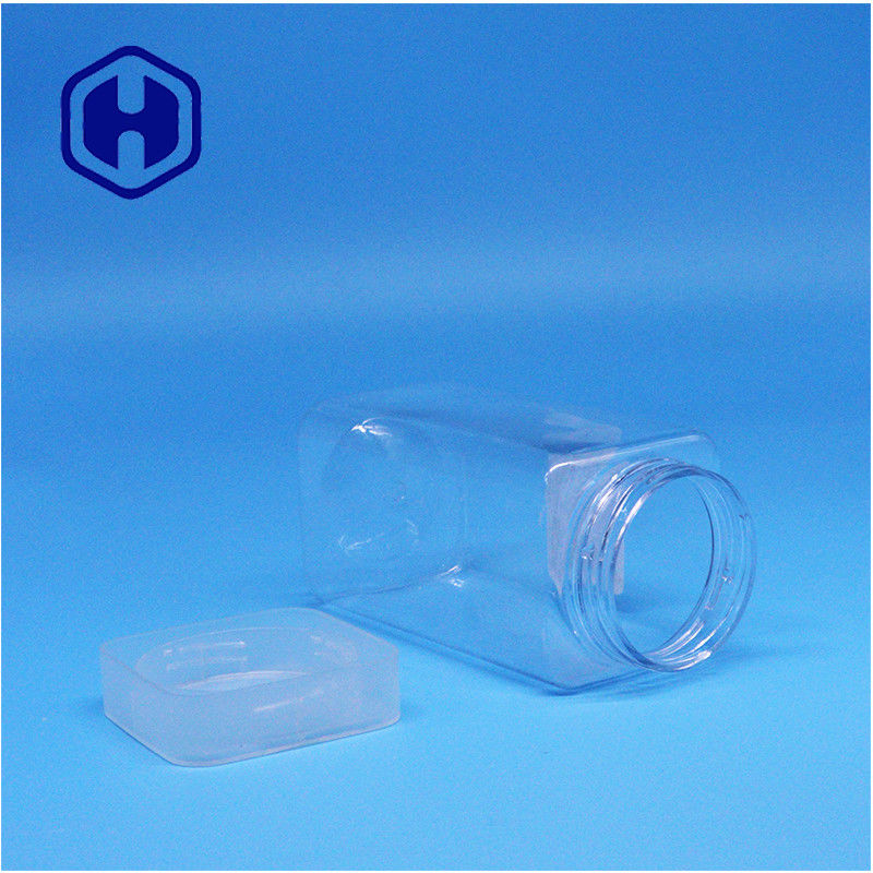 Durchsichtige Quadrat- Erdnussbutter Gelee Teeblatt Pekannüsse Kunststoff PET-Gläser Flachschraubende Deckel