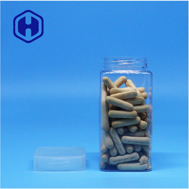 Durchsichtige Quadrat- Erdnussbutter Gelee Teeblatt Pekannüsse Kunststoff PET-Gläser Flachschraubende Deckel