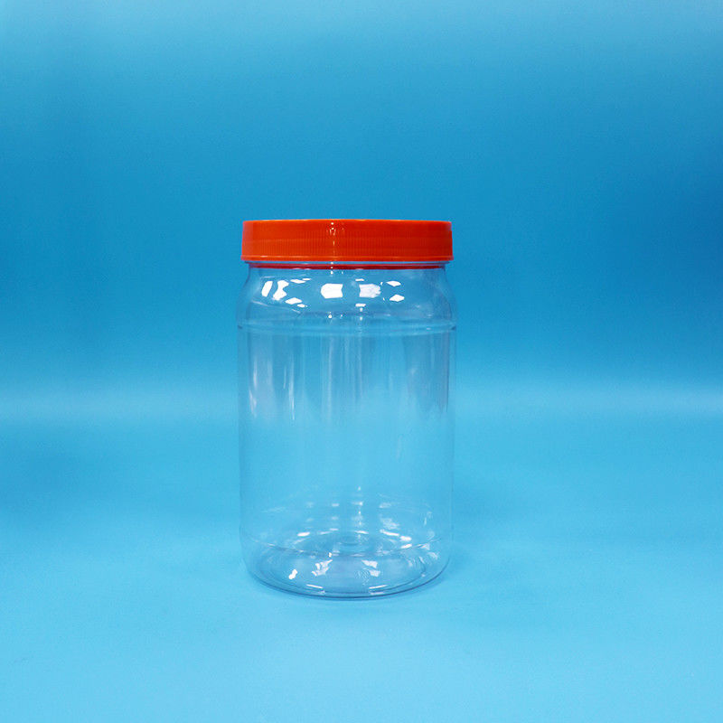 Durchsichtige PET-Kunststoff-Runde Lebensmittel Süßigkeiten Kekse Verpackung Glas Rot Farbe Schraubkappe