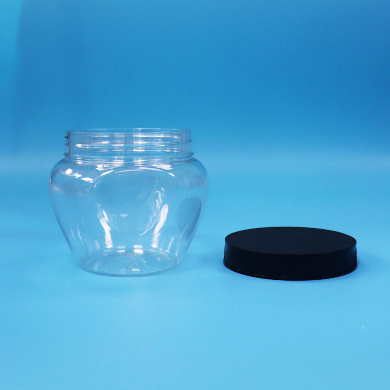 Einzigartige Form Klar versiegelte Kunststoff-PET-Süßigkeiten Lebensmittel-Cookie-Glas Plastik-Schraub-Flachdeckel