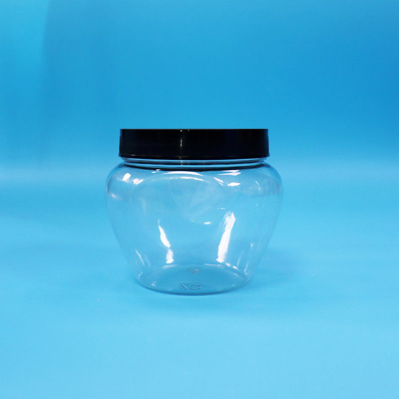 Einzigartige Form Klar versiegelte Kunststoff-PET-Süßigkeiten Lebensmittel-Cookie-Glas Plastik-Schraub-Flachdeckel