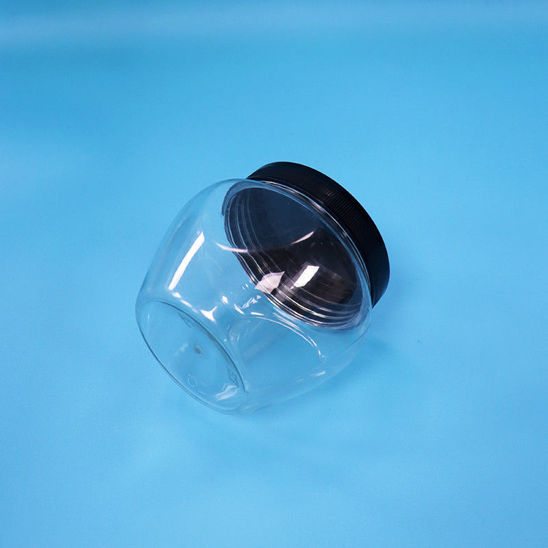 Einzigartige Form Klar versiegelte Kunststoff-PET-Süßigkeiten Lebensmittel-Cookie-Glas Plastik-Schraub-Flachdeckel