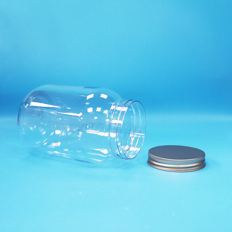 Lebensmittelqualität Klares PET Kunststoff Rundglas Aluminium Schraube Flachkappe Für Lebensmittel Süßigkeiten Nüsse