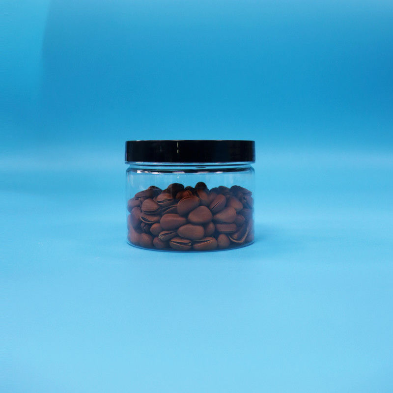 Durchsichtige runde Mundform PET Plastikglas für schwarzen Tee Samen Spielzeug Geschenk Süßigkeiten Cooike