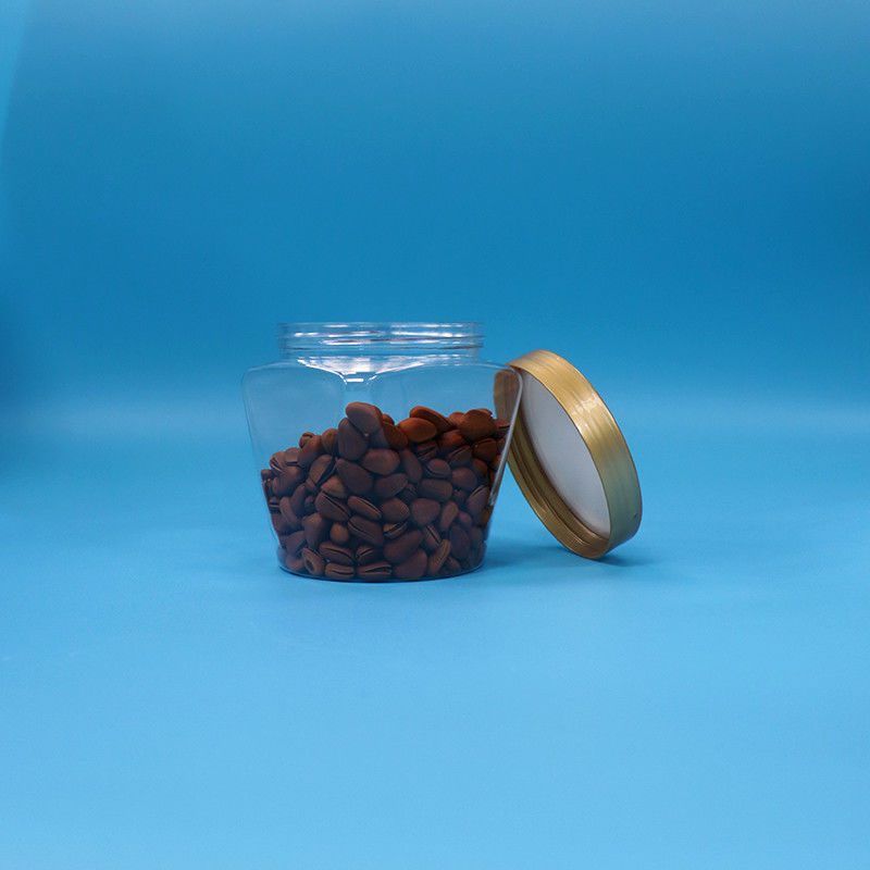 Kunststoff-PET-Gehäuse für Lebensmittel mit breitem Mund, transparenten Cookie-Candy-Glas mit Schrauben-Flachdeckel