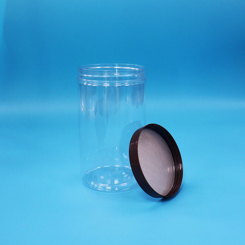 Kunststoff Transparent PET Snacks Lebensmittel Süßnüsse Glas mit schwarzer normalen Schraubkappe