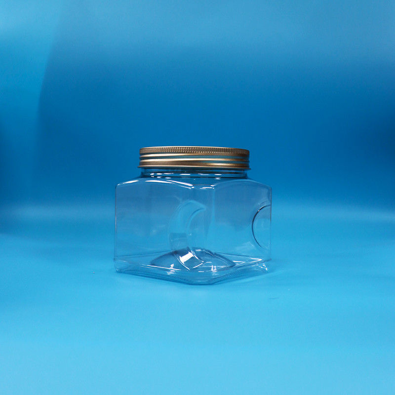 Süßigkeiten Lebensmittel Snack Lebensmittel PET klare Quadratform Plastik Grip Jar Aluminium Deckel