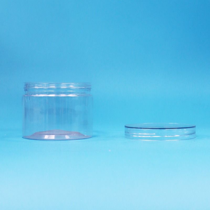 Lebensmittelqualität Transparentes PET-Kunststoff Trockene Lebensmittel Süßigkeiten Nuss Geschenkgläser Schrauben Flachdeckel