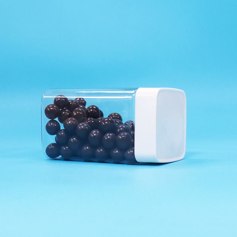 BPA-freier quadratischer luftloser weißer Schraubdeckel-Aufbewahrungsbehälter aus klarem PET-Kunststoff für Snacks und Süßigkeiten