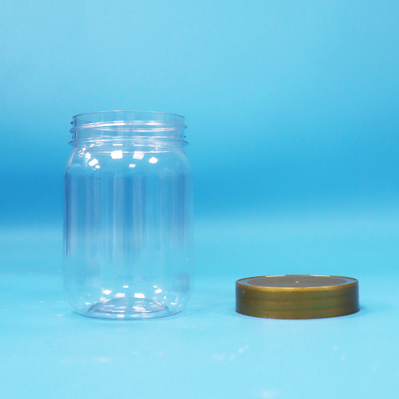 PET Lebensmittelqualität Durchsichtiger Rundzylinder Lollipop Honig Kekse Plastikglas Schraubenschraubblau
