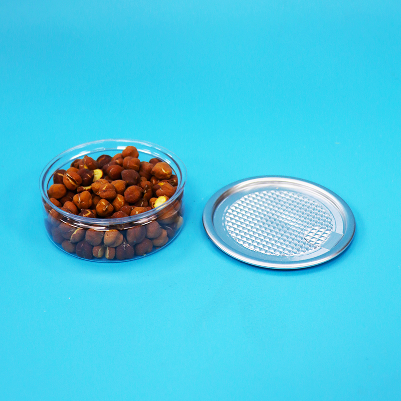 Leicht zu öffnende runde Kunststoff-PET-Dose für Lebensmittel, Süßigkeiten, Kekse und Snack-Verpackungen