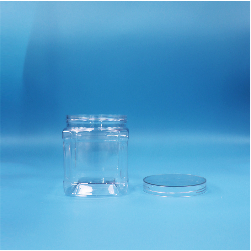 Transparenter quadratischer 500 ml PET-Behälter für getrocknete Feigen, Kokosflocken, Weißdornstreifen