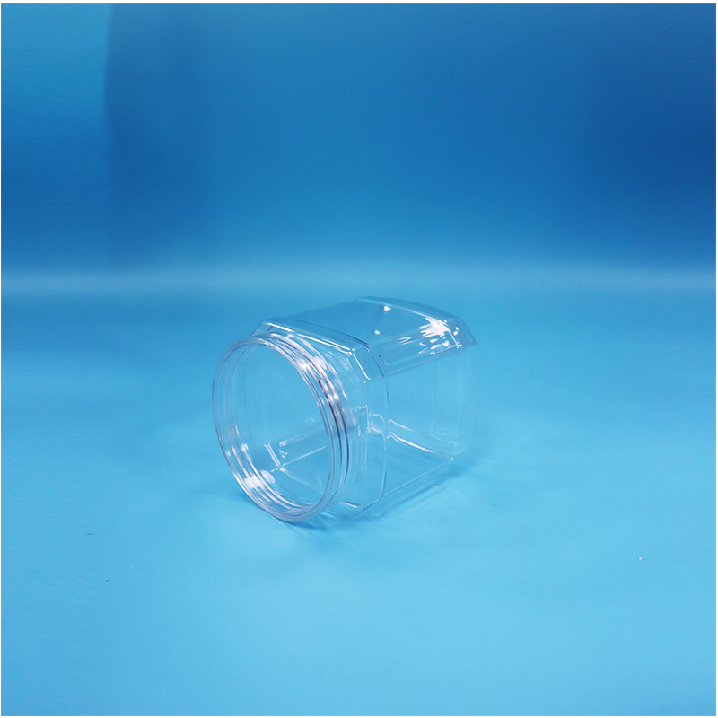 Nahrungsmittelqualität Durchsichtige Quadratform PET-Glas für getrocknete Früchte Kokosnussflocken Hawthorn Strip