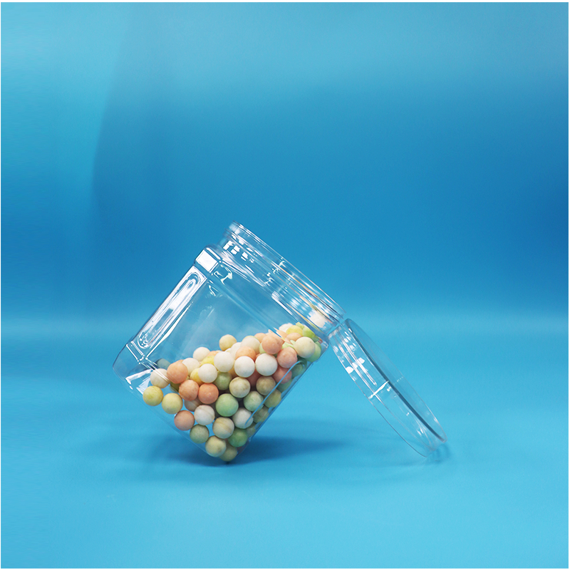Nahrungsmittelqualität Durchsichtige Quadratform PET-Glas für getrocknete Früchte Kokosnussflocken Hawthorn Strip