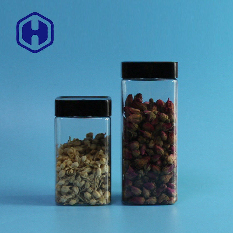 Klarer leerer Leck-Beweis-Plastikglas-Keks-Reis, der Quadrat HAUSTIER Glas der Nahrung555ml verpackt