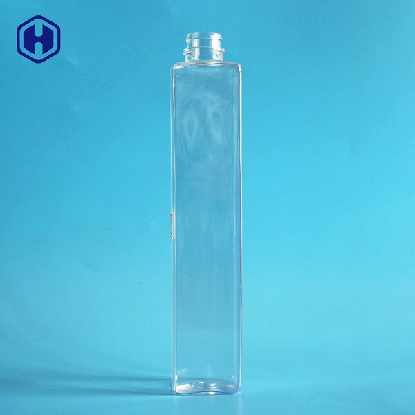 Quadrat eingemachte leere Plastikflaschen mit Schrauben-Deckel-Durchsickern-Beweis