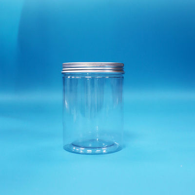 Süßigkeiten Kekse Babynahrung Durchsichtige versiegelbare PET-Kunststoff-Runde Gläser Aluminiumdeckel