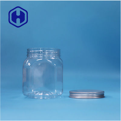 Polygonal geformte klare Kunststoff-Cookies Rock Candy Nuts Zuckerkrug Aluminium-Oberdeckel