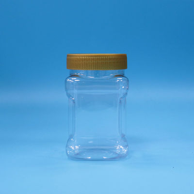 Airtight Unique Shape Transparent PET Candy Plastic Food Grade Jar Braun Flat Lid