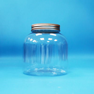 Durchsichtige Kunststoff-PET-Runde Süßigkeiten tägliche Lebensmittel-Gläser mit Aluminium-Schraubdeckel