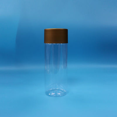 Durchsichtige PET-Plastik-Cookies Nüsse Süßigkeiten Hohe Zylinder Runde Gläser Schraubkappen