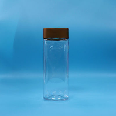 Leer Transparent Breit Mund Rechteck PET Kunststoff Süßigkeiten Nüsse Glas Schraube Flachkappe