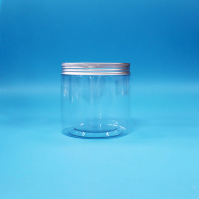 Runder, breiter Mund, Zylinderform, klares PET-Keksglas, Kunststoffkrug, Aluminium-Schraubkappe
