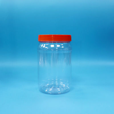 PET-transparente Kunststoffrunde Lebensmittel Süßigkeiten Nüsse Verpackung Glas Rot Farbe Schraubkappe