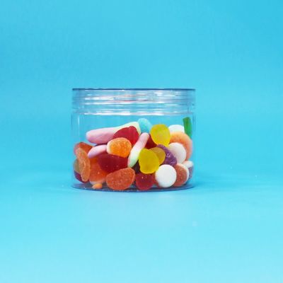 Klare PET-Kunststoff-Trockenfutter-Bonbons-Kekse-Nüsse-Geschenkgläser mit Schraubverschluss-Flachdeckeln in Lebensmittelqualität