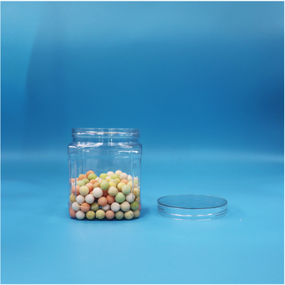Nahrungsmittelqualität Durchsichtige Quadratform PET-Glas für getrocknete Früchte Kokosnussflocken Hawthorn Strip