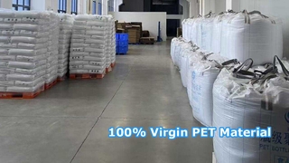 100 % reines PET-Rohmaterial | Verpackungsmaterial in Lebensmittelqualität mit FSSC22000-Zertifizierung