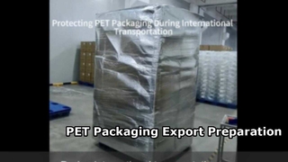 Exportverpackungsprozess zum Schutz von PET-Verpackungen in Lebensmittelqualität für die weltweite Lieferung