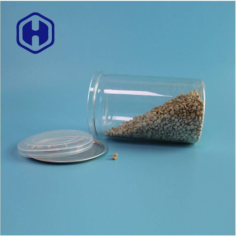 Fischereierzeugnisse Nüsse Lebensmittelsicher transparent recycelbar Runder PET-Lebensmitteldose mit leichtem offenen Ende