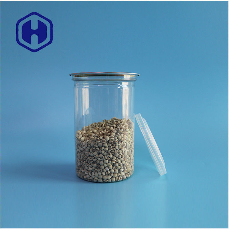 Fischereierzeugnisse Nüsse Lebensmittelsicher transparent recycelbar Runder PET-Lebensmitteldose mit leichtem offenen Ende