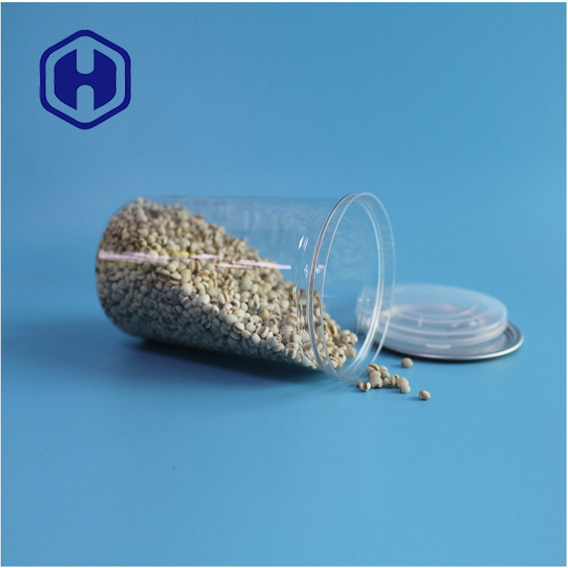 Fischereierzeugnisse Nüsse Lebensmittelsicher transparent recycelbar Runder PET-Lebensmitteldose mit leichtem offenen Ende