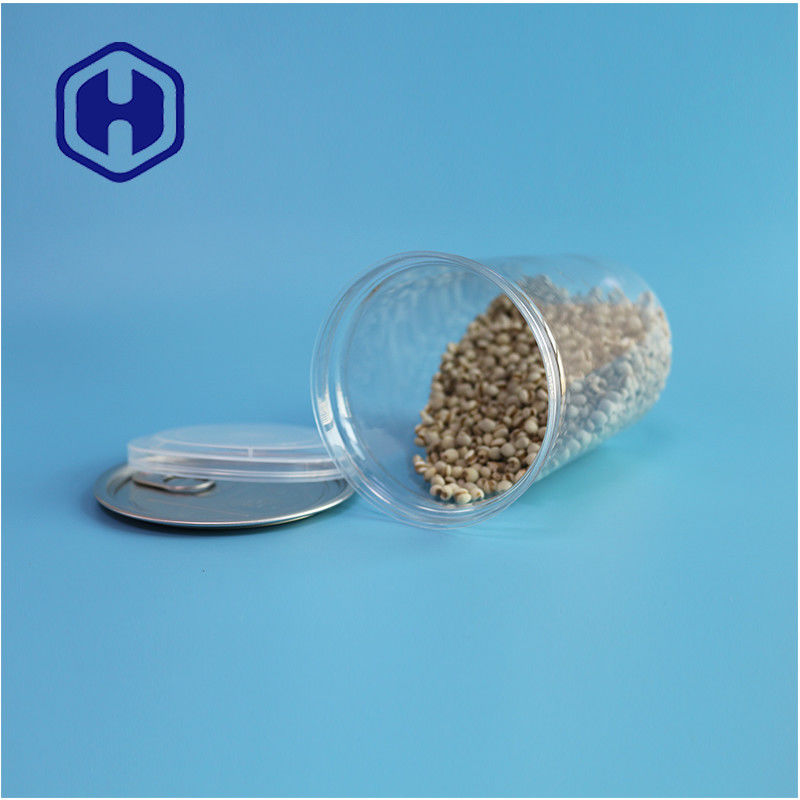 Fischereierzeugnisse Nüsse Lebensmittelsicher transparent recycelbar Runder PET-Lebensmitteldose mit leichtem offenen Ende