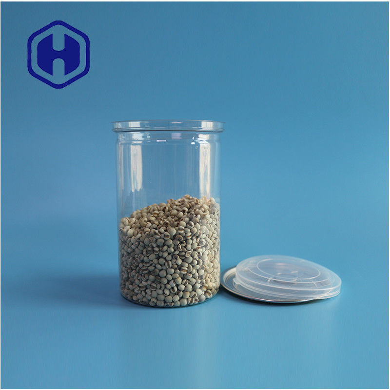 Fischereierzeugnisse Nüsse Lebensmittelsicher transparent recycelbar Runder PET-Lebensmitteldose mit leichtem offenen Ende