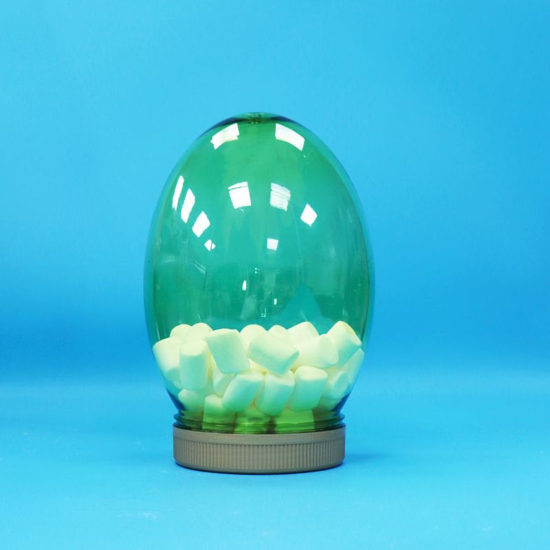 Einzigartige Form, klarer Kunststoff, PET, lebensmittelecht, Nüsse, Pistazien, Bonbonglas, Schraubverschluss, flacher Deckel