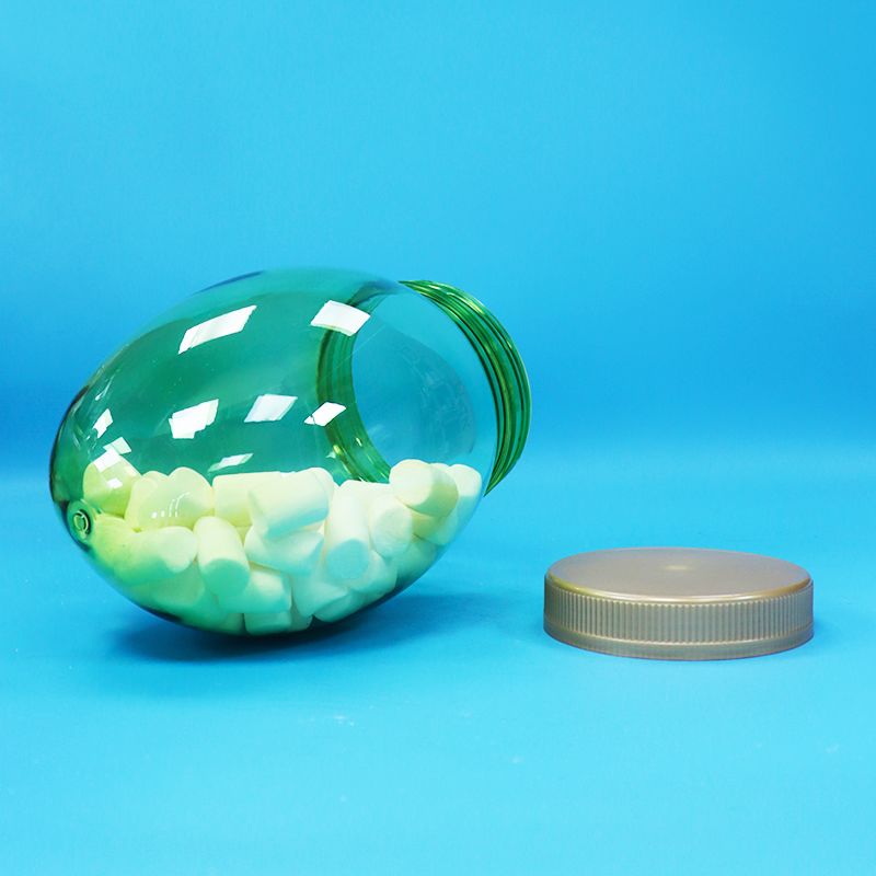 Einzigartige Form, klarer Kunststoff, PET, lebensmittelecht, Nüsse, Pistazien, Bonbonglas, Schraubverschluss, flacher Deckel