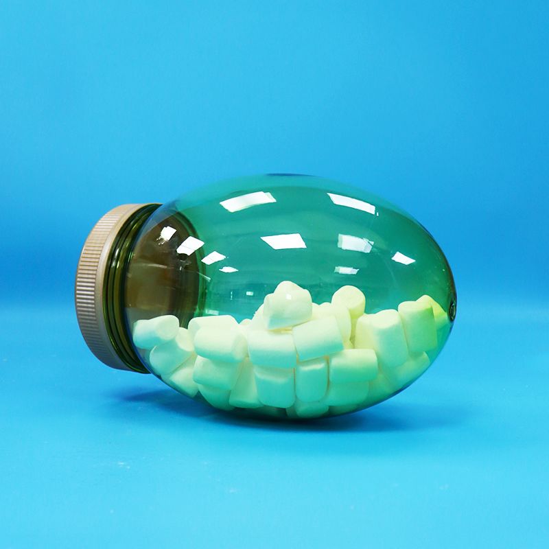 Einzigartige Form, klarer Kunststoff, PET, lebensmittelecht, Nüsse, Pistazien, Bonbonglas, Schraubverschluss, flacher Deckel