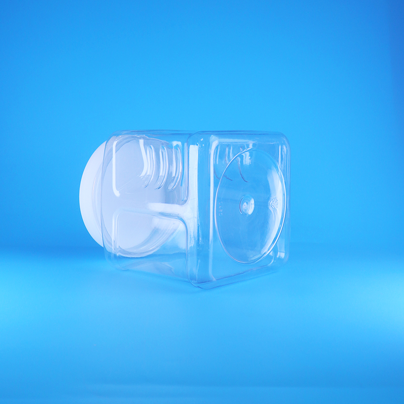 Quadratische, luftlose PET-Schraubdeckel-Gläser aus klarem Kunststoff mit Griff für süße Nüsse, Früchte und Babynahrung