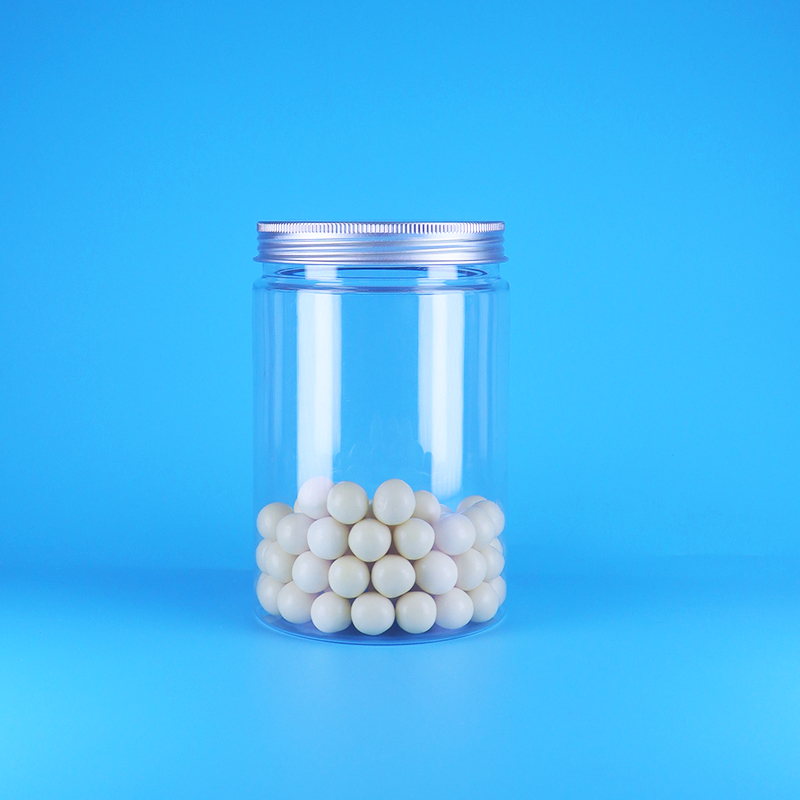 Transparenter PET-Kunststoff-Babykost-Bonbon-hoher runder Jar mit breiter Öffnung und flachem Aluminiumdeckel