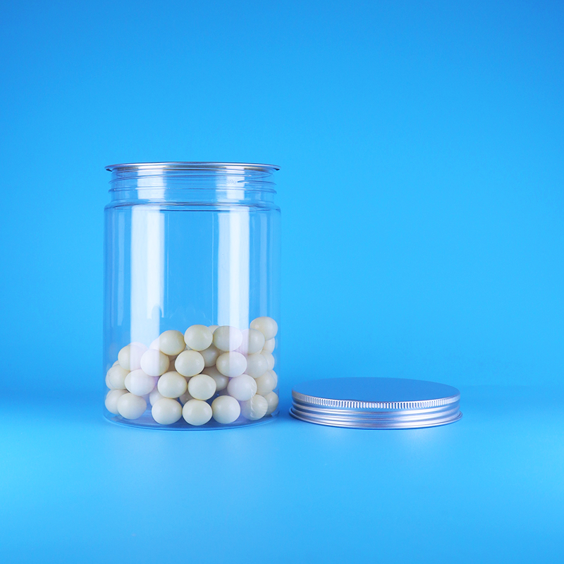 Transparenter PET-Kunststoff-Babykost-Bonbon-hoher runder Jar mit breiter Öffnung und flachem Aluminiumdeckel