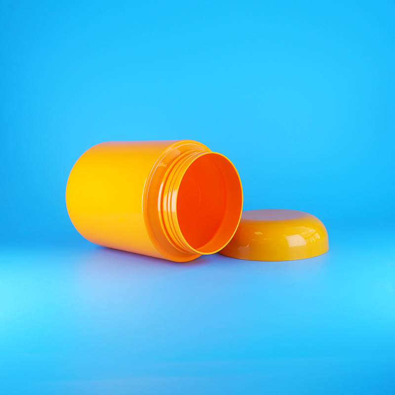 Luftdichte, orangefarbene, runde Kunststoff-PET-Gläser für Kekse und Zuckerwatte, mit Schraubverschluss, orangefarben