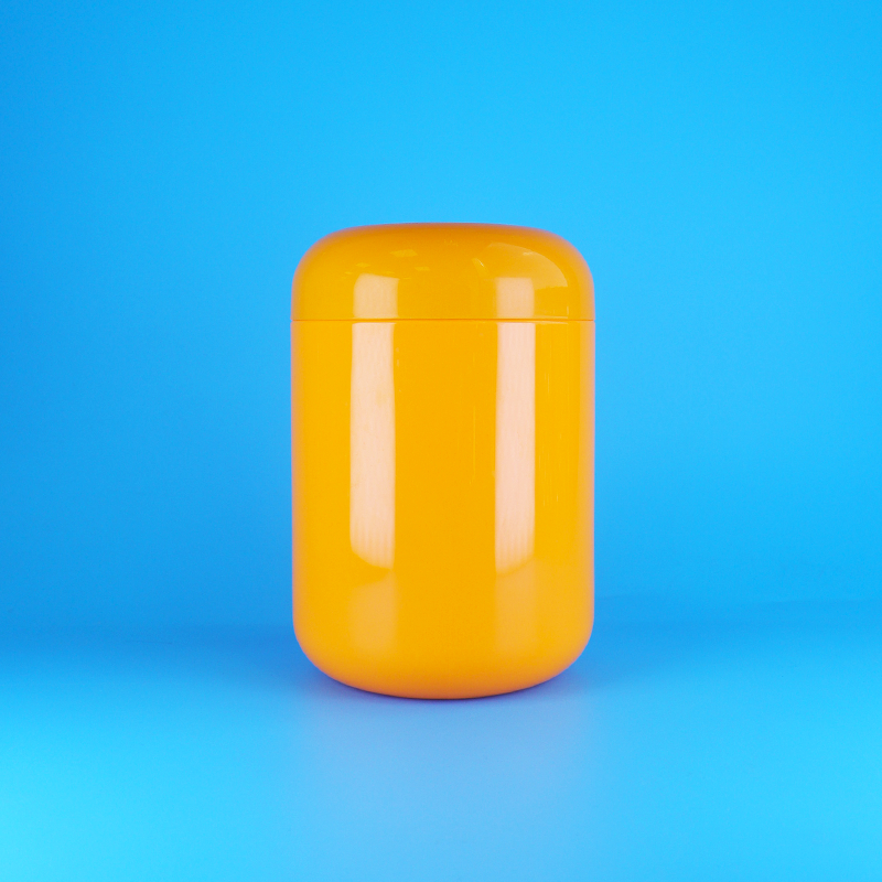 Luftdichte, orangefarbene, runde Kunststoff-PET-Gläser für Kekse und Zuckerwatte, mit Schraubverschluss, orangefarben