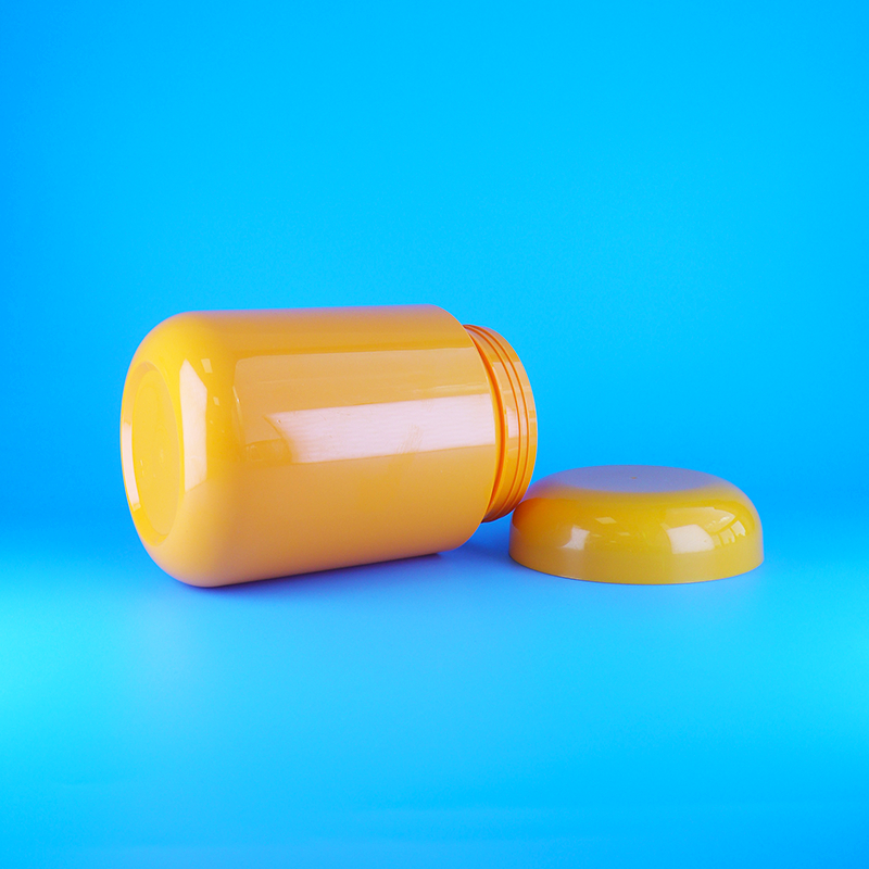 Luftdichte, orangefarbene, runde Kunststoff-PET-Gläser für Kekse und Zuckerwatte, mit Schraubverschluss, orangefarben