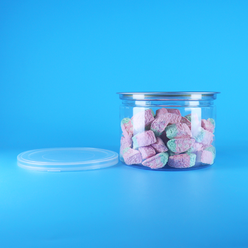Transparente PET-Runde Dose mit leicht zu öffnendem Deckel für Lebensmittel, Süßigkeiten, Kekse, Snacks, Tee